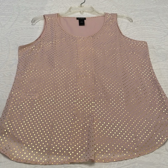 NWOT Ann Taylor Sleeveless Dressy Top or Tank with Gold Tone Polka Dots Medium - Picture 9 of 12